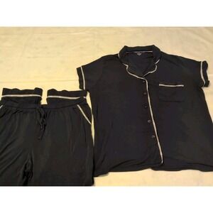 Tommy Hilfiger Navy Knit Sht Slv Long LegPajamas Size Medium